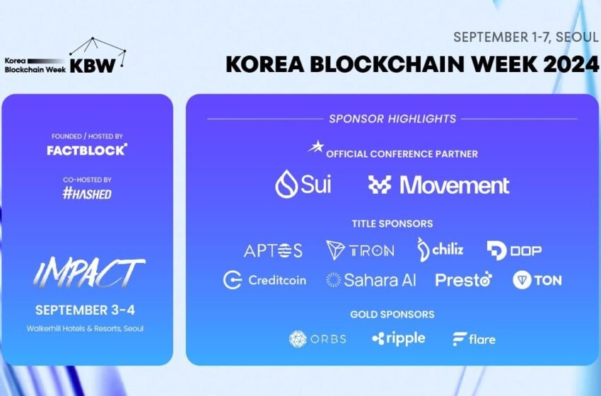  Korea Blockchain Week 2024 Names Movement Labs the Official Conference Partner, Unveils New Headline Speakers and Sponsors