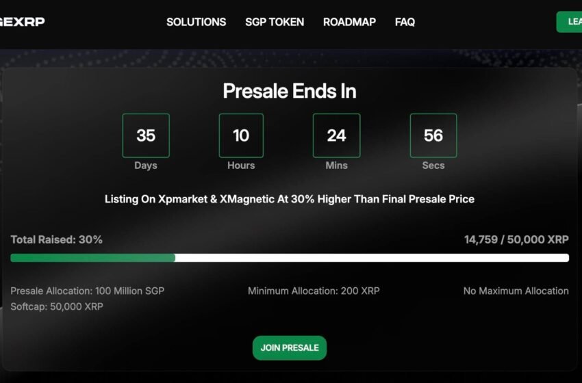  SurgeXRP Presale Accelerates Following XRP Upgrade News, 30% of Soft Cap Filled Before RWA Platform Debut