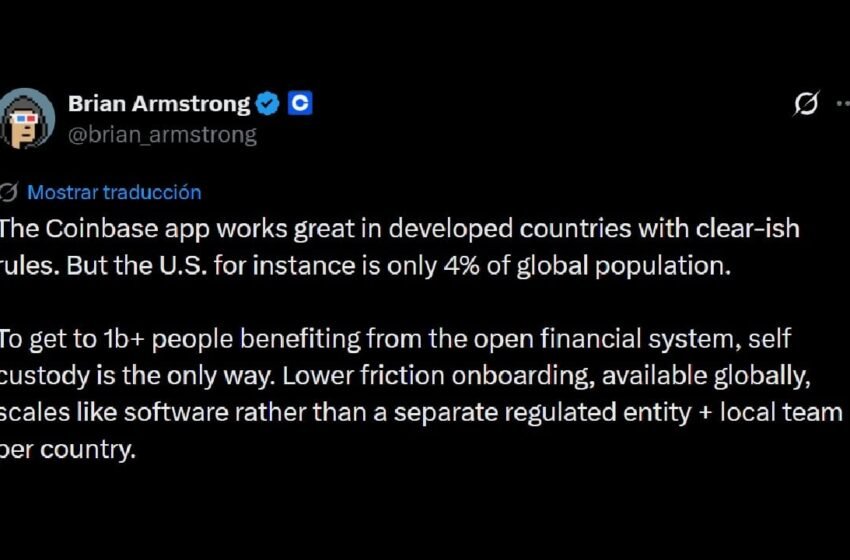  Coinbase CEO Brian Armstrong Champions Self-Custody to Reach 1 Billion Users