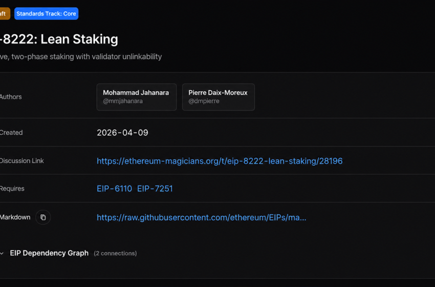  Institutional Ethereum Stakers Weigh Speed and Privacy Trade-off Under EIP-8222
