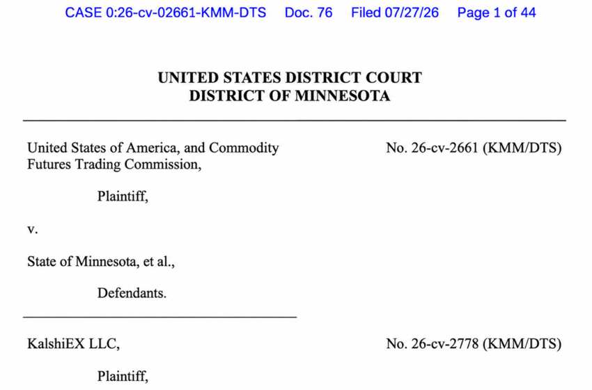 Minnesota Judge Blocks Prediction-Market Ban but Says Some Contracts Aren’t Swaps