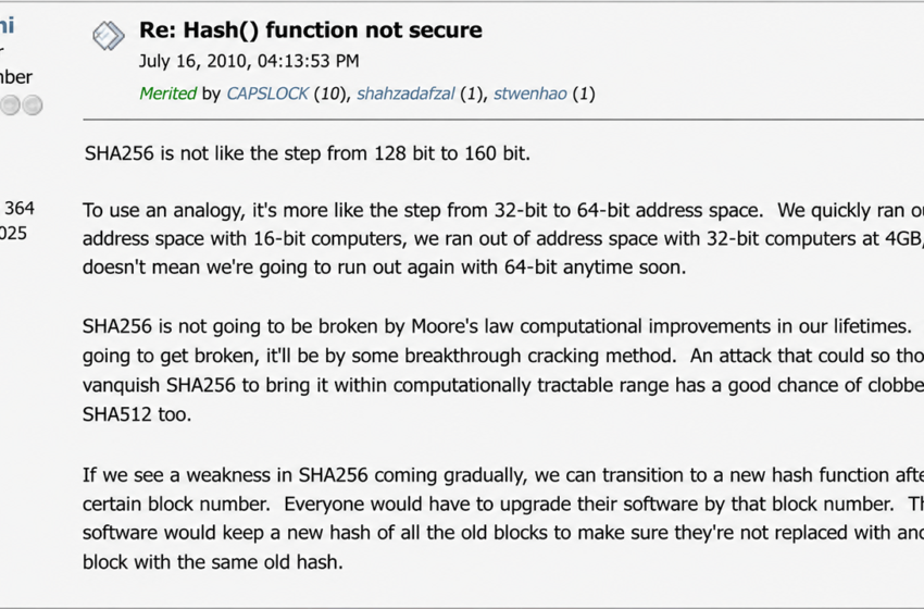  Satoshi Nakamoto Predicted Bitcoin’s Hash Defense 16 Years Before Quantum Fears
