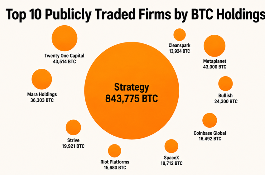  Top 10 Publicly Traded Firms by BTC Holdings Reveal a Million-Bitcoin Power Bloc
