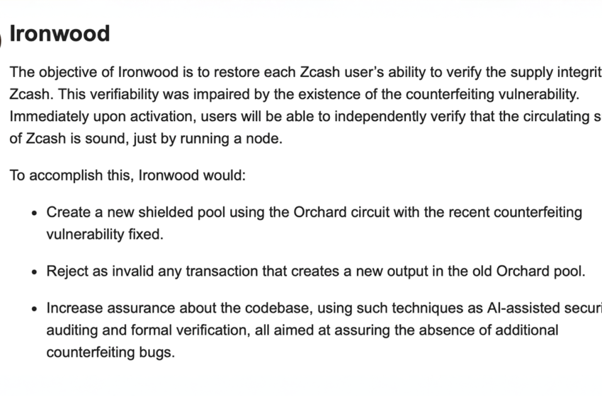  Zcash Price Climbs 13% in a Week as Network Preps Ironwood Upgrade