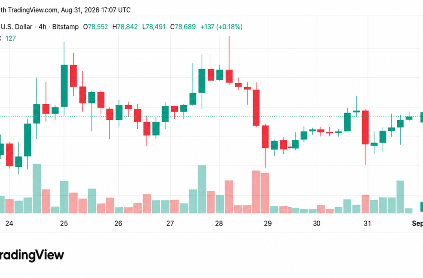  Bitcoin Price Holds Above $78.5K as August Gains Near 25%
