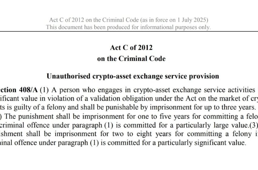  Hungary Repeals Strict Crypto Rules to Align With EU MiCA Framework