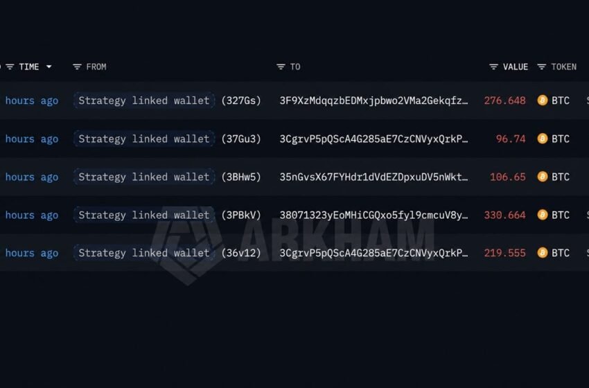  Strategy-Linked Wallet Moves 1,030 BTC as Fourth Sale Looms