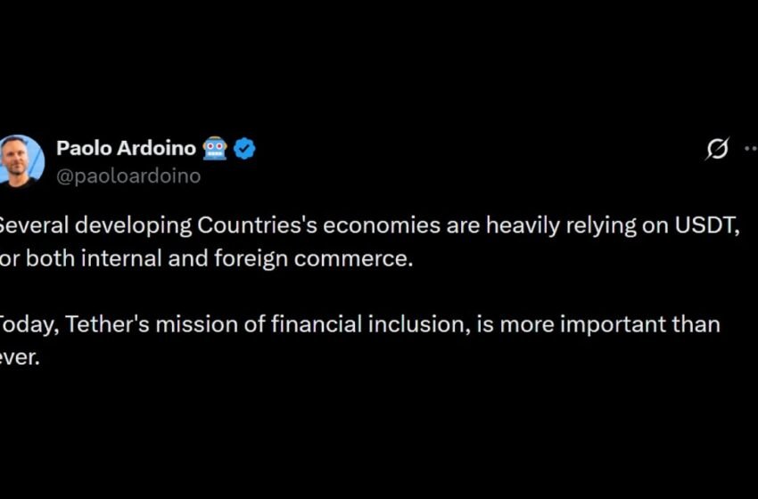  Tether CEO Says USDT Drives Trade Across Emerging Markets