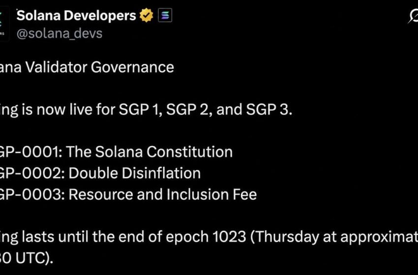  Solana Validators Open Vote on Constitution