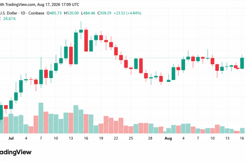  ZEC Breaks $500 as 4.3% Daily Gain Puts XMR Further Behind