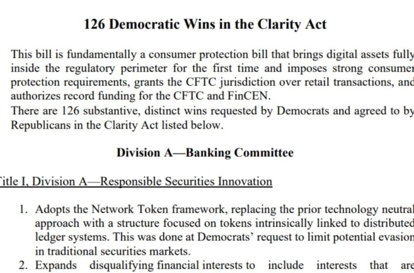  Final CLARITY Act Packs 126 Changes Requested by Senate Democrats