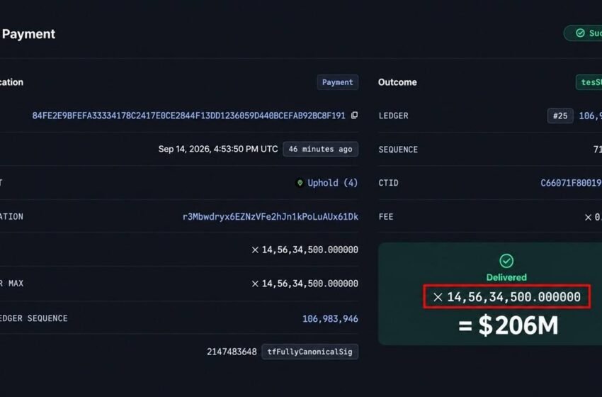  $206M in XRP Just Left an Uphold Wallet. Here’s What Happened Next