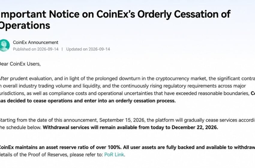  Coinex Is Closing After 9 Years, and Its Founder Won’t Sell It