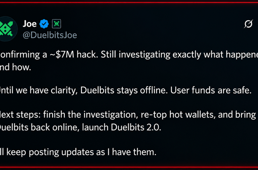  Crypto Casino Duelbits Hit With $7M Hack, Taken Offline