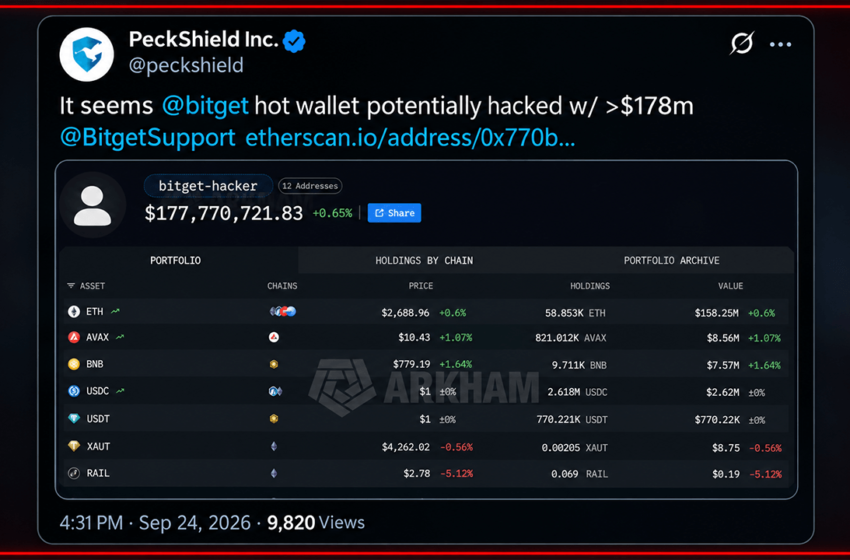  Bitget Hit by $351M Hack, Withdrawals Frozen as Probe Begins
