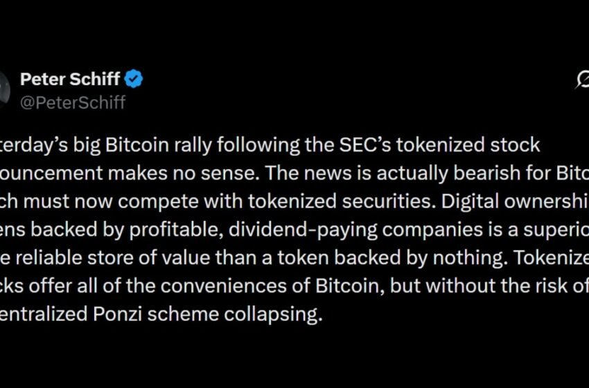  Schiff Warns Tokenized Stocks Will Siphon Liquidity From Bitcoin