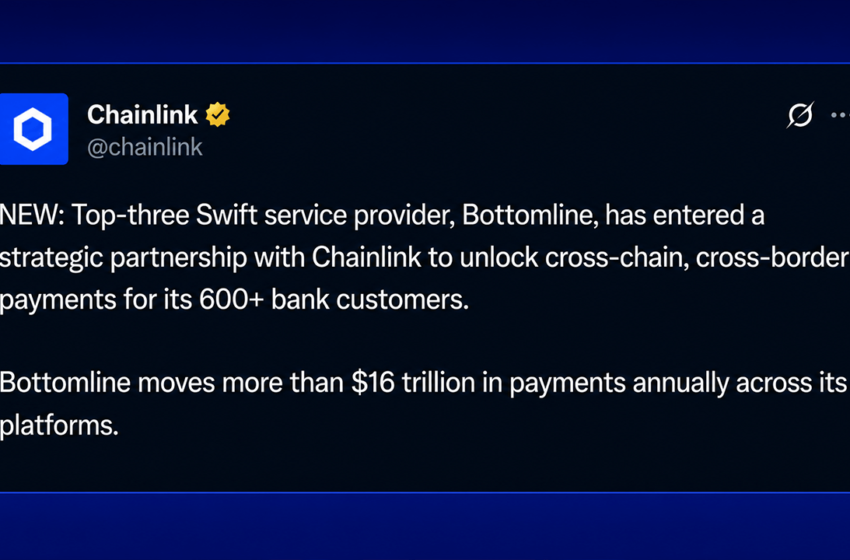  SWIFT Services Provider Taps Chainlink to Bring 600 Banks Onchain