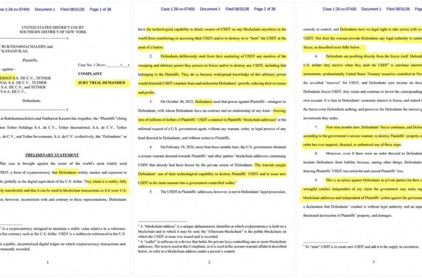  Thai Investors Sue Tether Over $42M USDT Freeze Without Warrant