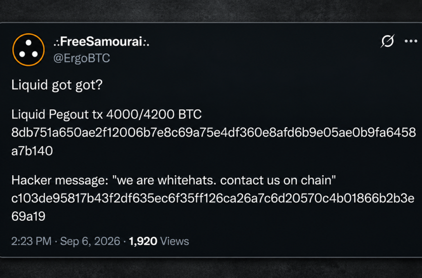  Nearly 4,000 BTC Drained From Blockstream’s Liquid Peg