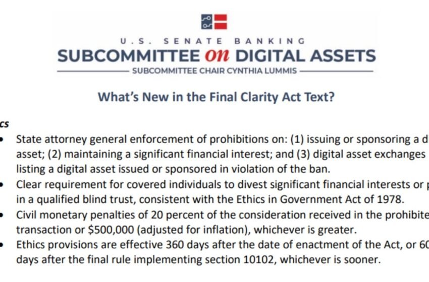  What’s New in the Final CLARITY Act Ahead of the Senate Vote