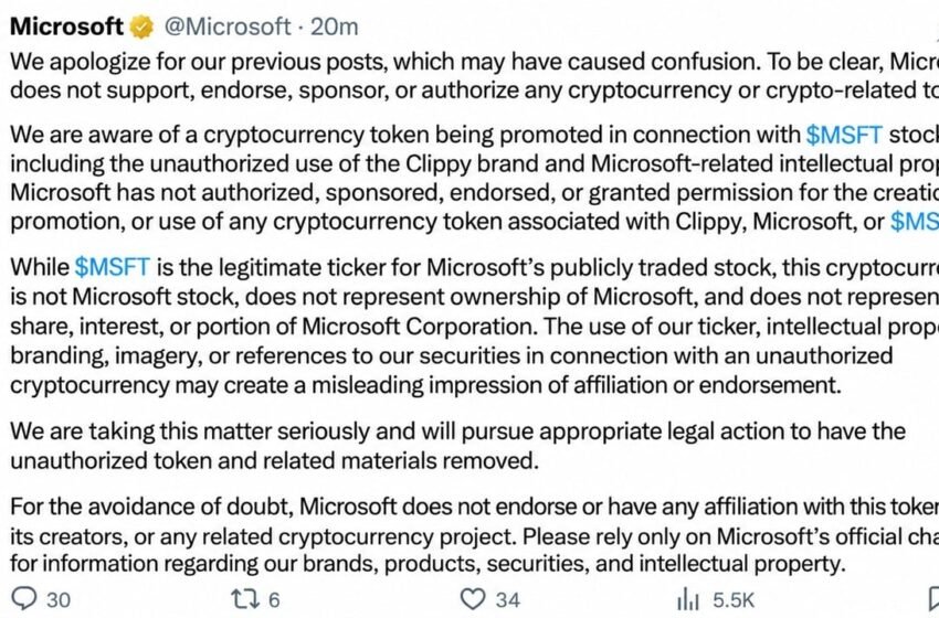  Microsoft’s X Account Hijacked to Promote Clippy Meme Coin