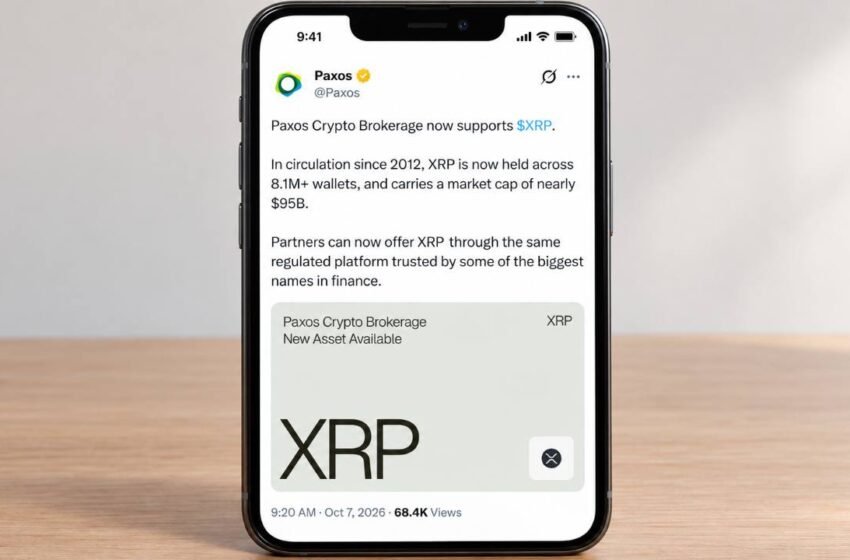  XRP Lands on Paxos, the Crypto Engine Behind PayPal, Venmo, and Schwab